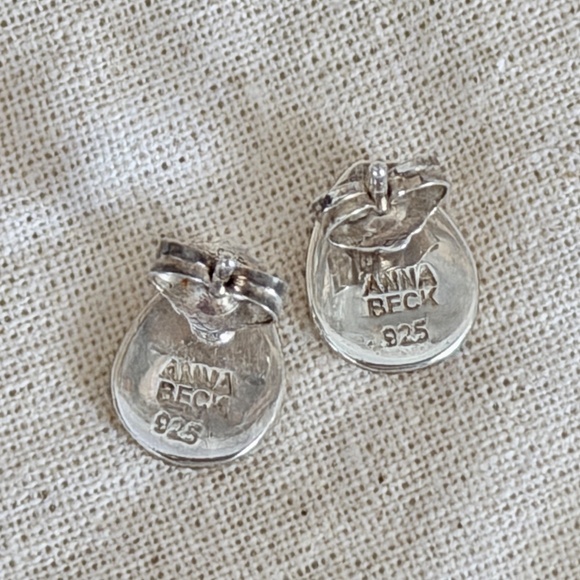 ANNA BECK | Hammered Teardrop Stud Earrings in 18K Gold Plate over Sterling - Picture 7 of 9